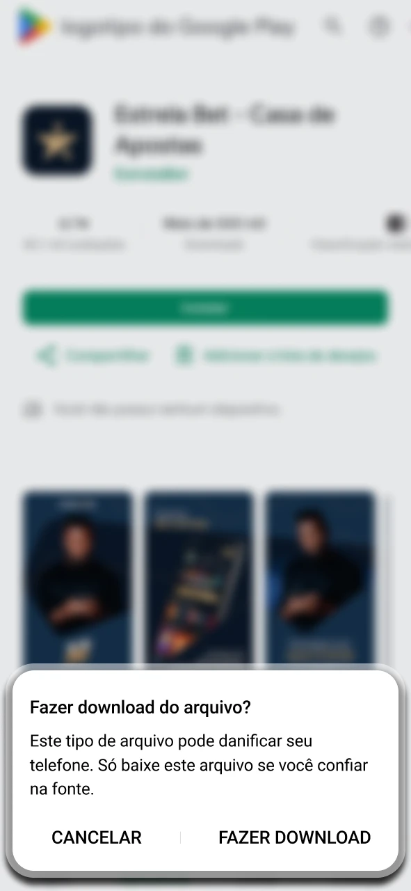 Aguarde a instalação do APK do Estrela Bet.