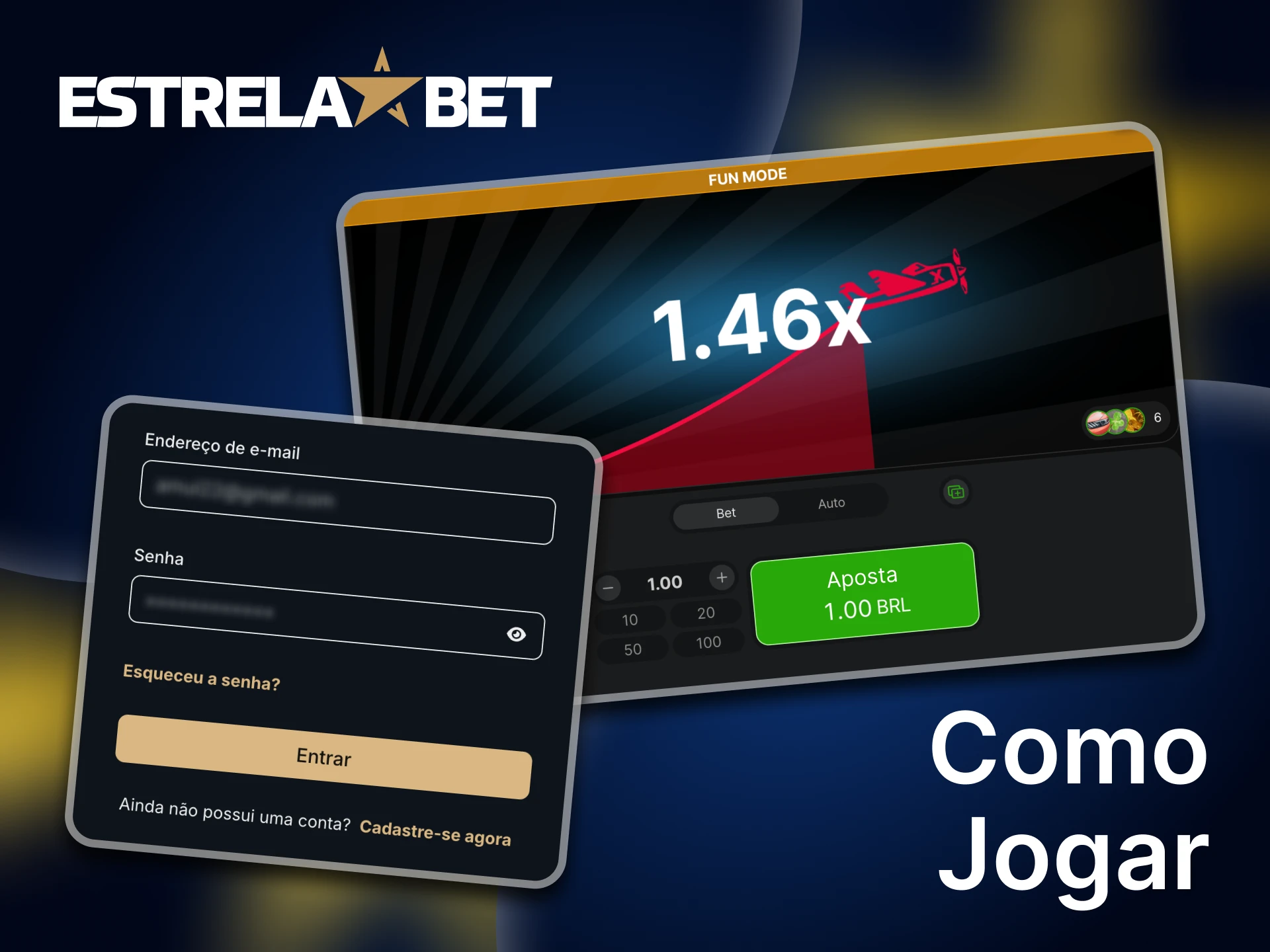 Crie uma conta para acessar a seção de cassino da Estrela Bet.