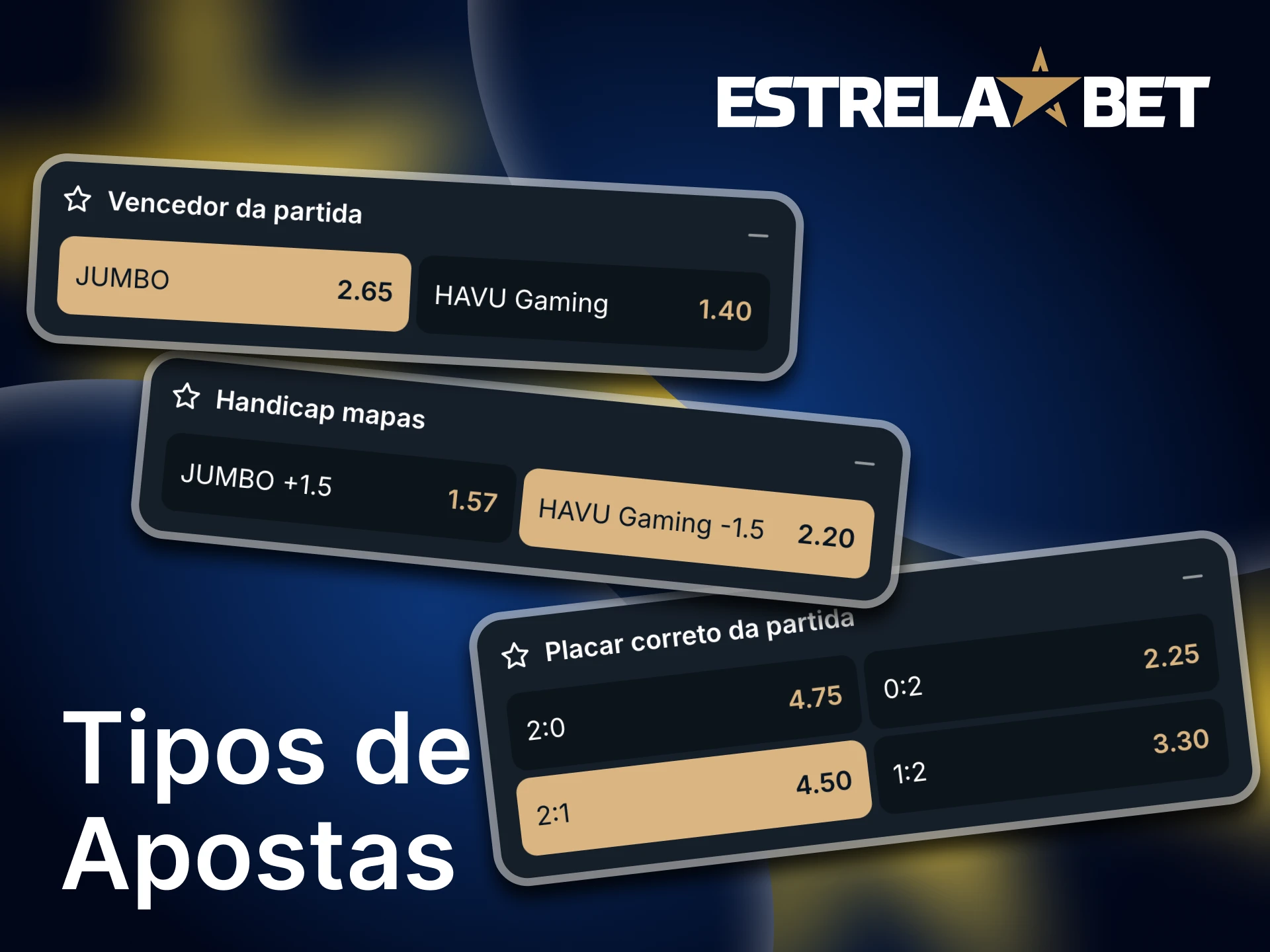 A Estrela Bet oferece diversos tipos de apostas em eSports.