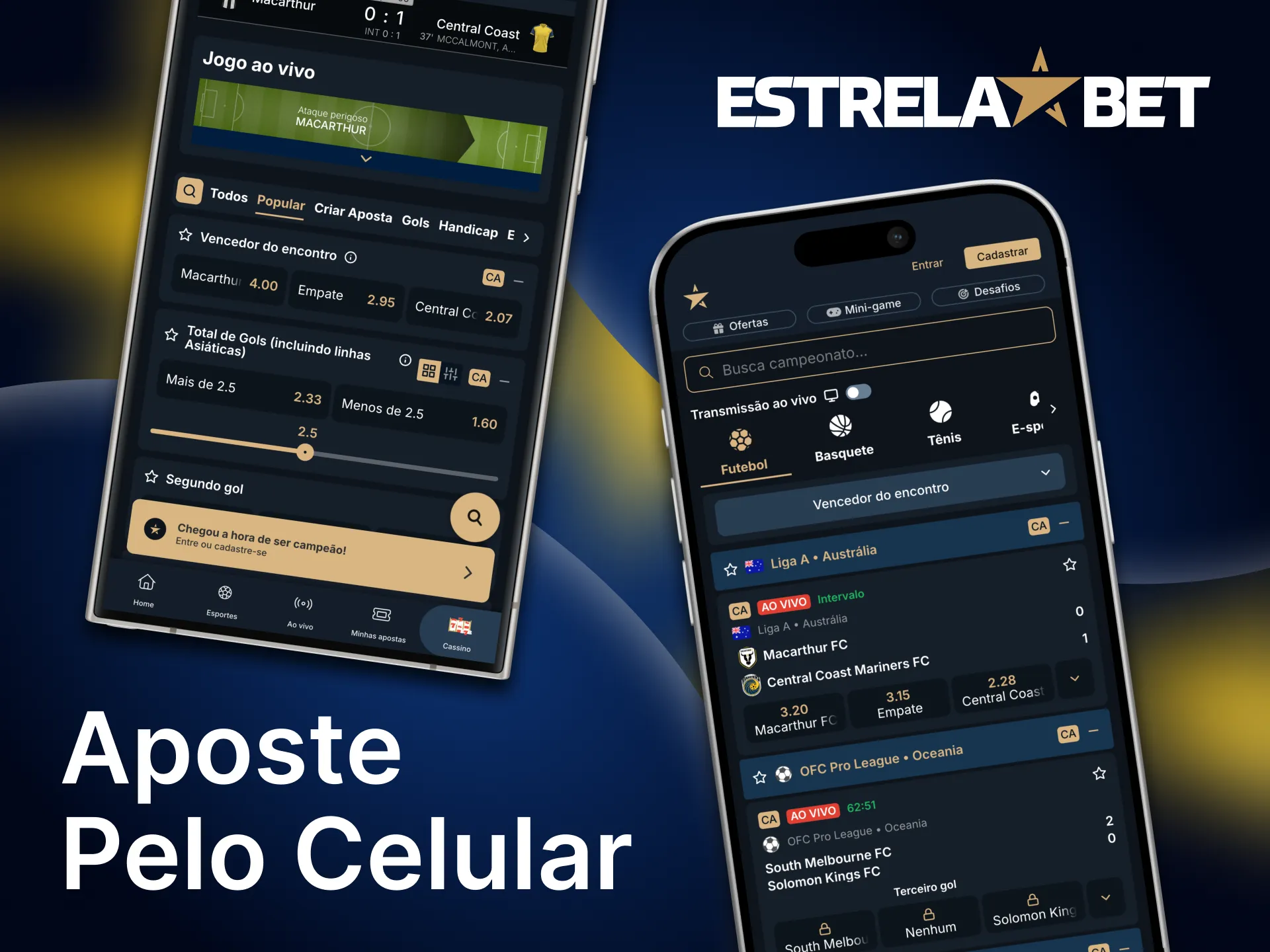 Aposte em futebol pelo celular com o aplicativo Estrela Bet.