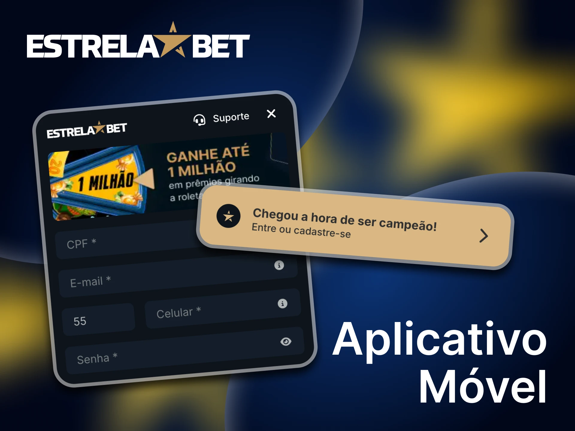 Você pode se cadastrar na Estrela Bet usando o aplicativo móvel.