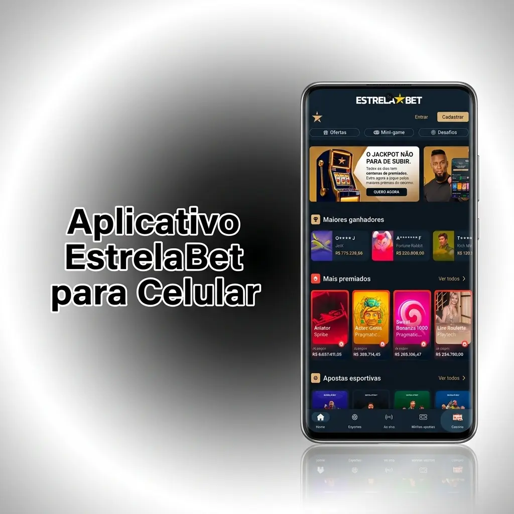Aplicativo EstrelaBet para Android com apostas esportivas, cassino online e pagamentos via Pix em interface móvel