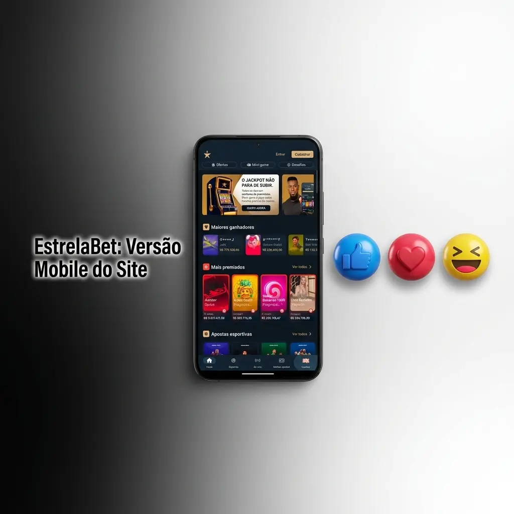 Site mobile da EstrelaBet no navegador de smartphone, com layout responsivo para apostas e cassino sem download