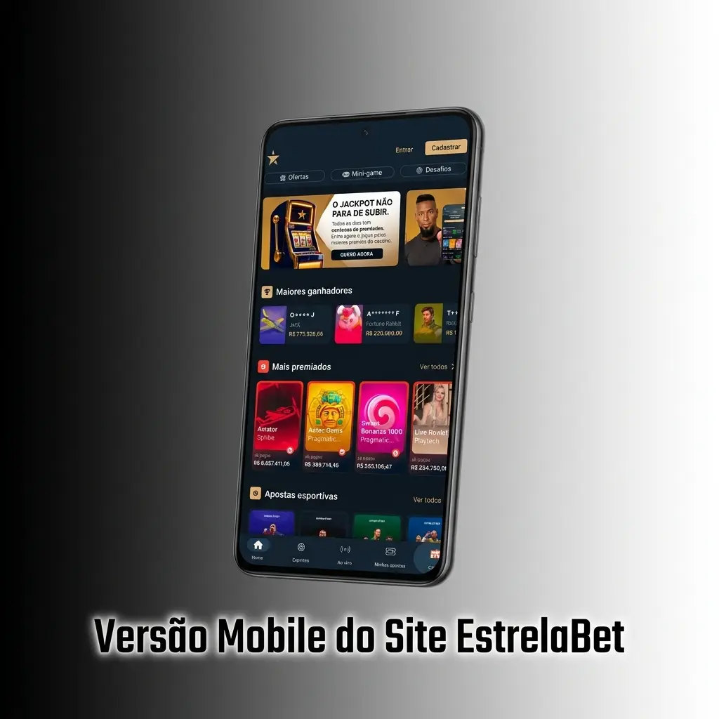 Site mobile EstrelaBet no navegador com interface adaptada para celular, apostas esportivas e cassino acessíveis